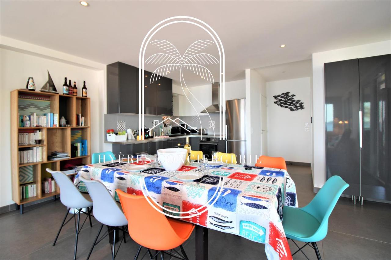 Villa Antoine Appartement Rdj Vue Mer Clim Wifi Parking Plage 50M La Garonne Le Pradet Ngoại thất bức ảnh