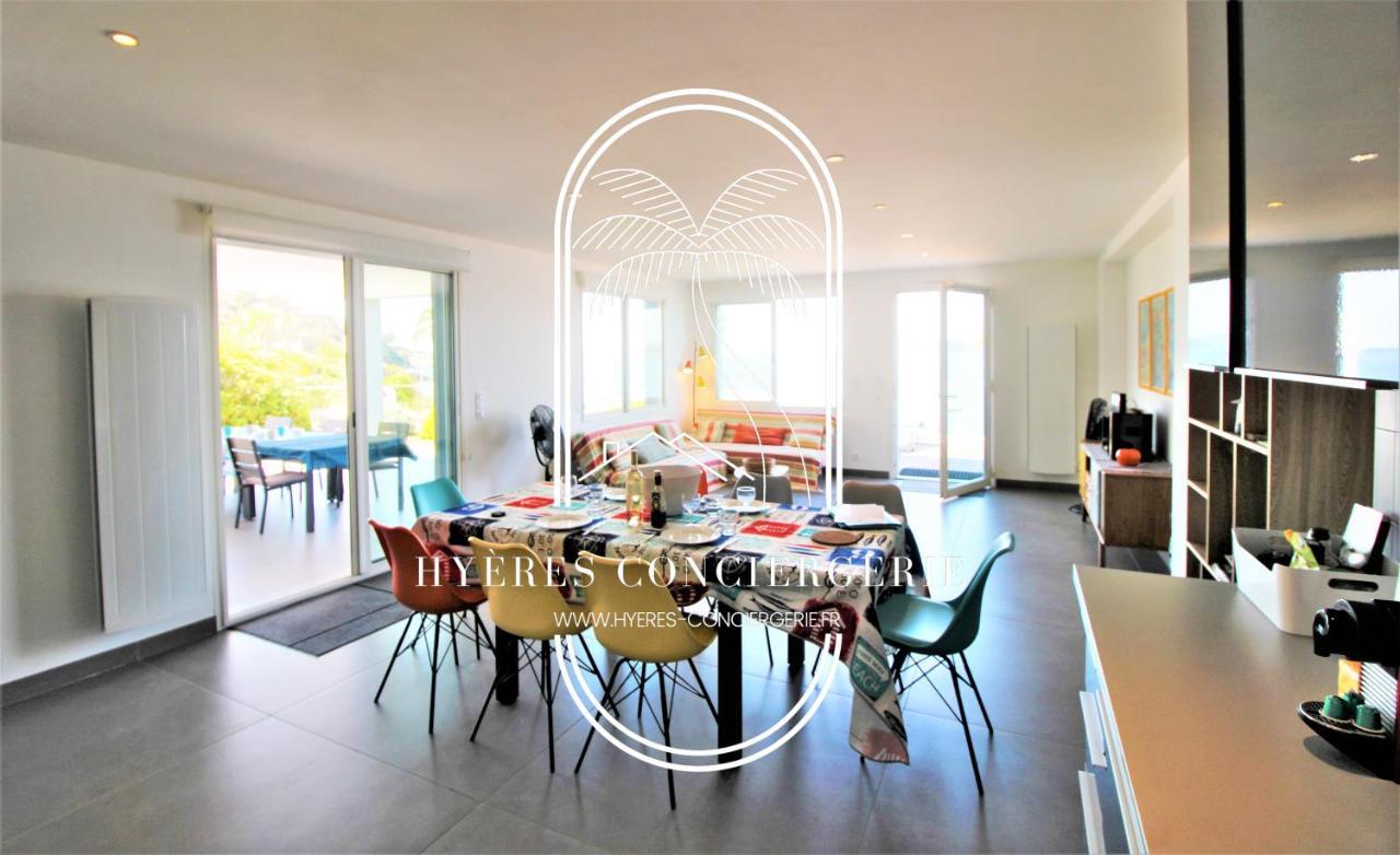 Villa Antoine Appartement Rdj Vue Mer Clim Wifi Parking Plage 50M La Garonne Le Pradet Ngoại thất bức ảnh