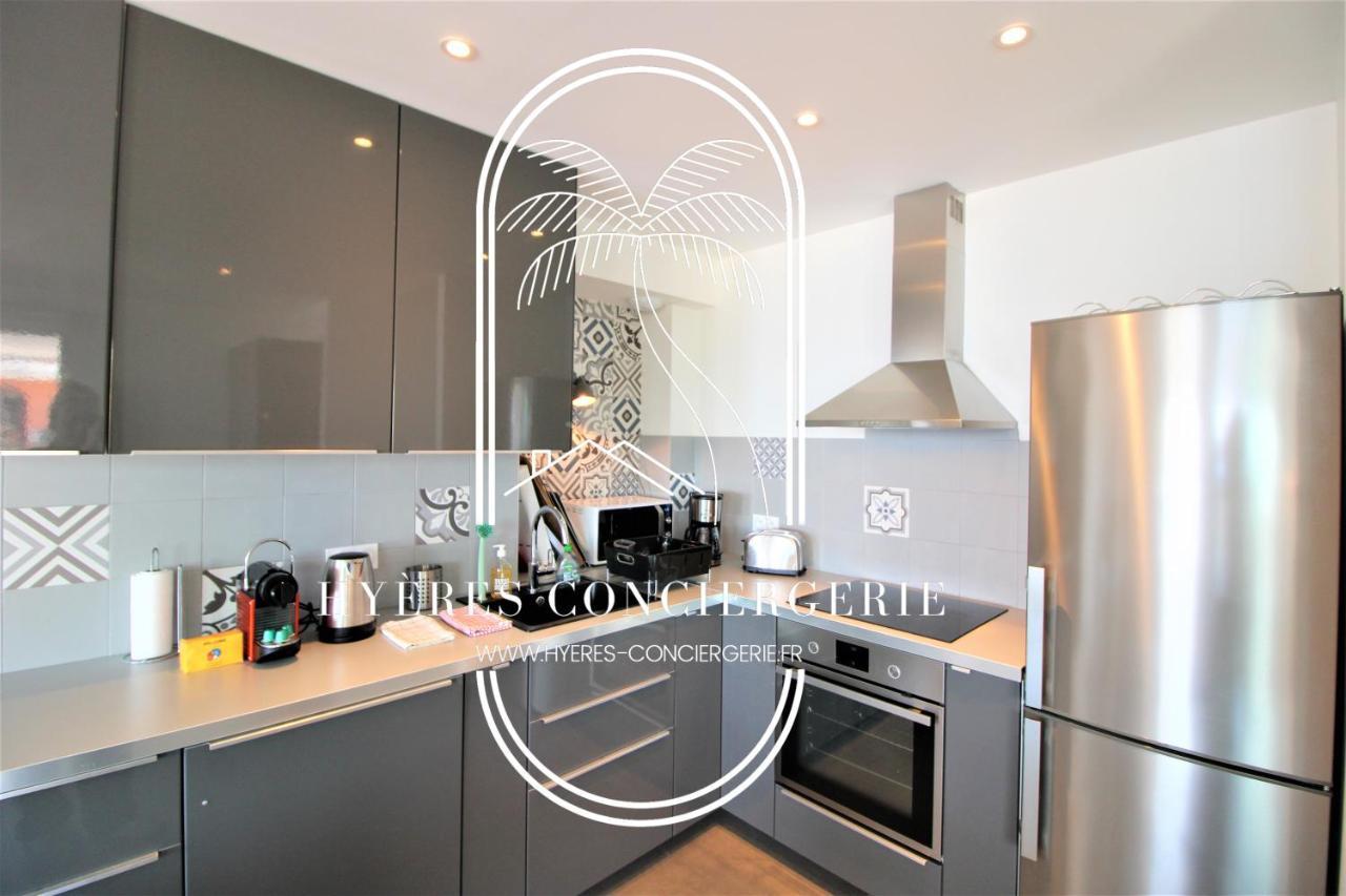 Villa Antoine Appartement Rdj Vue Mer Clim Wifi Parking Plage 50M La Garonne Le Pradet Ngoại thất bức ảnh